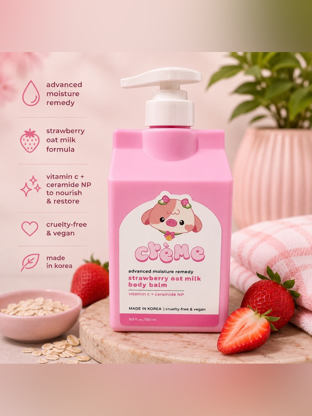 Crème Strawberry Oat Milk Body Balm – 16.9 oz / 500 mL